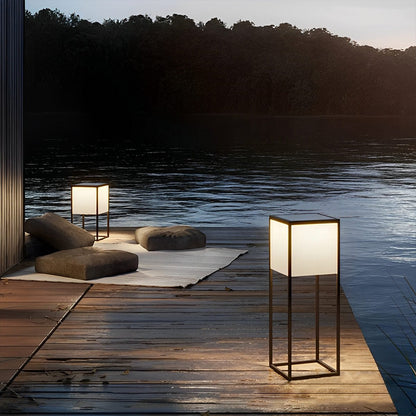Waterproof Modern Minimalist Stainless Steel Rectangular LED Outdoor Floor Lamp - Flyachilles