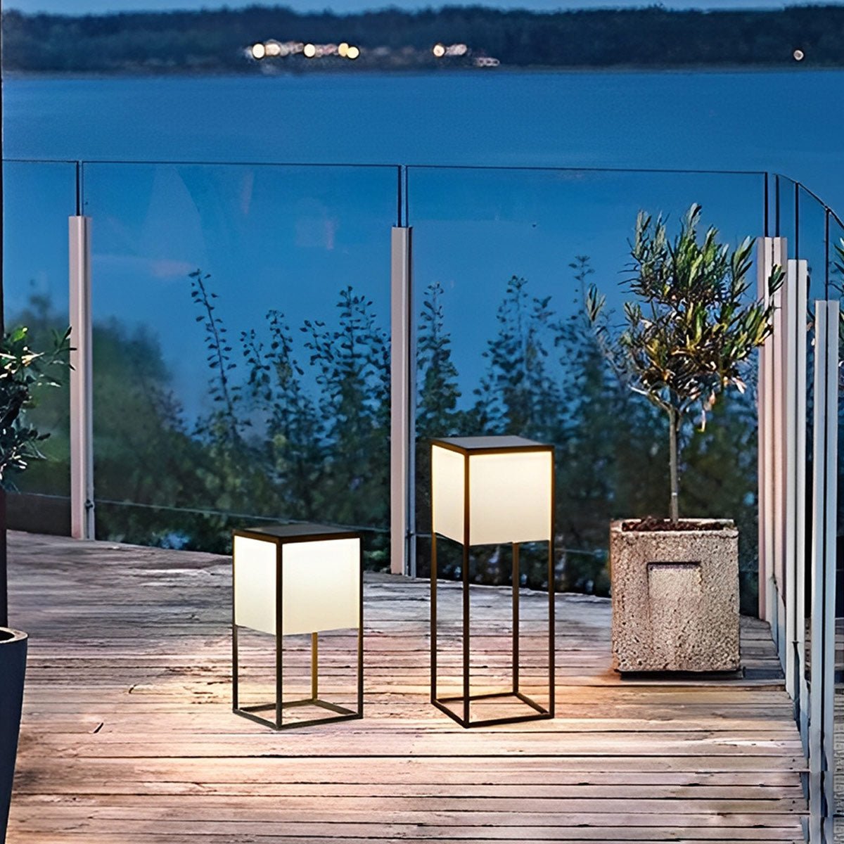 Waterproof Modern Minimalist Stainless Steel Rectangular LED Outdoor Floor Lamp - Flyachilles