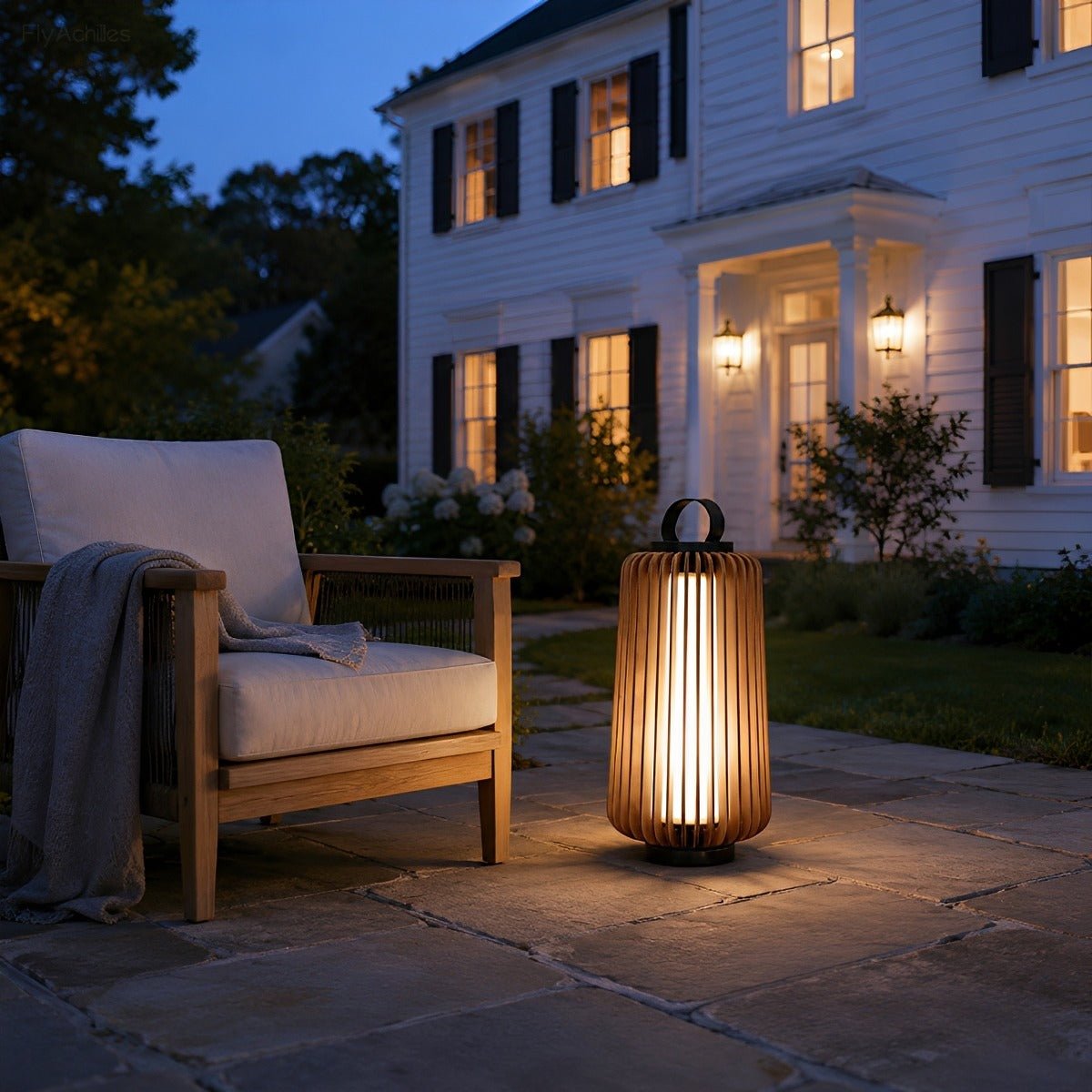 Waterproof Modern Ribbed Cylindrical LED Outdoor Floor Lamp Lantern - Flyachilles