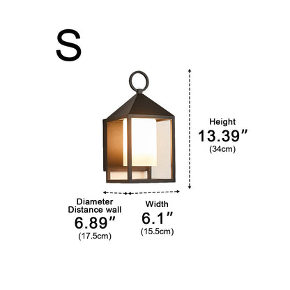 Waterproof Modern Rustic Rectangular Lantern Outdoor LED Porch Wall Lights - Flyachilles