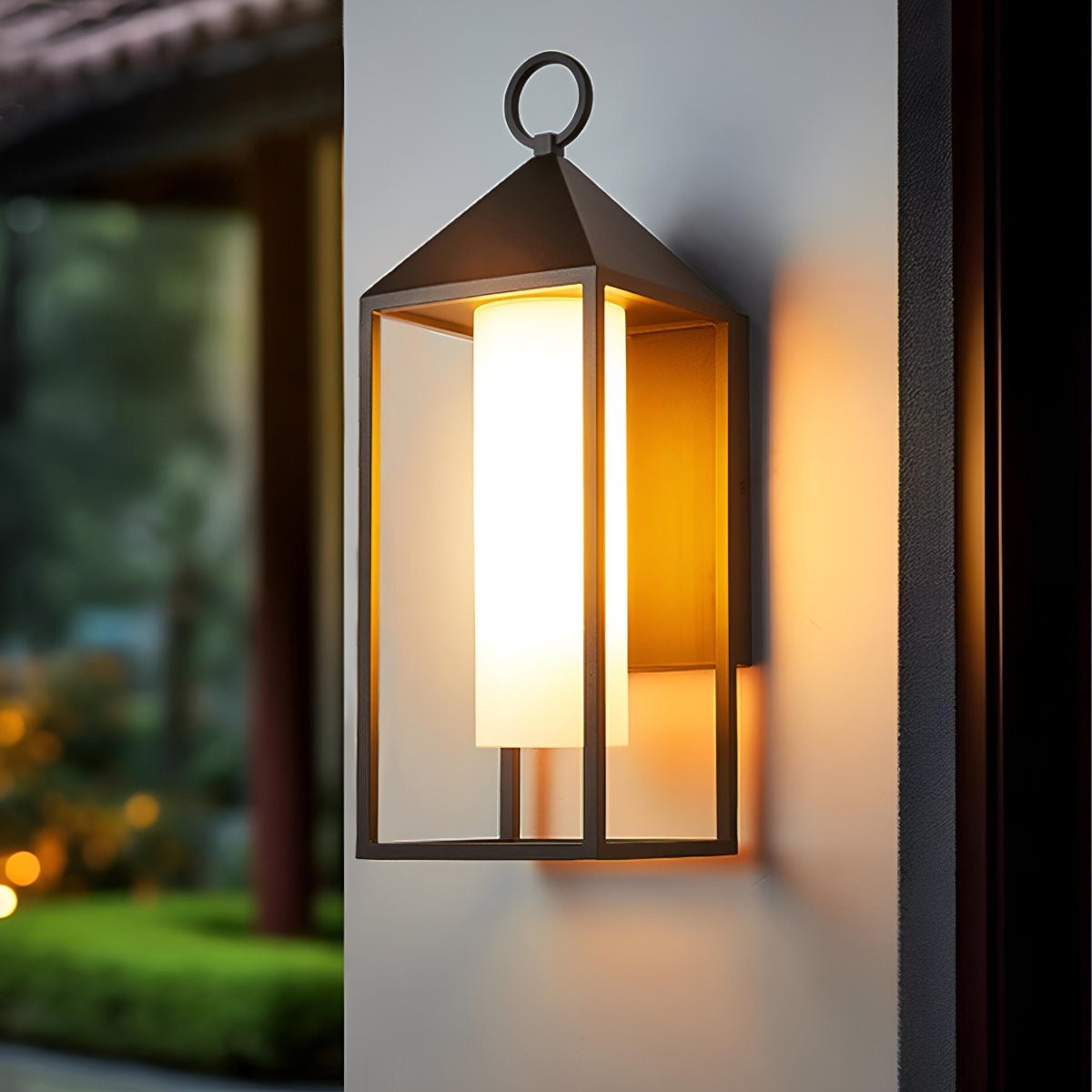 Waterproof Modern Rustic Rectangular Lantern Outdoor LED Porch Wall Lights - Flyachilles
