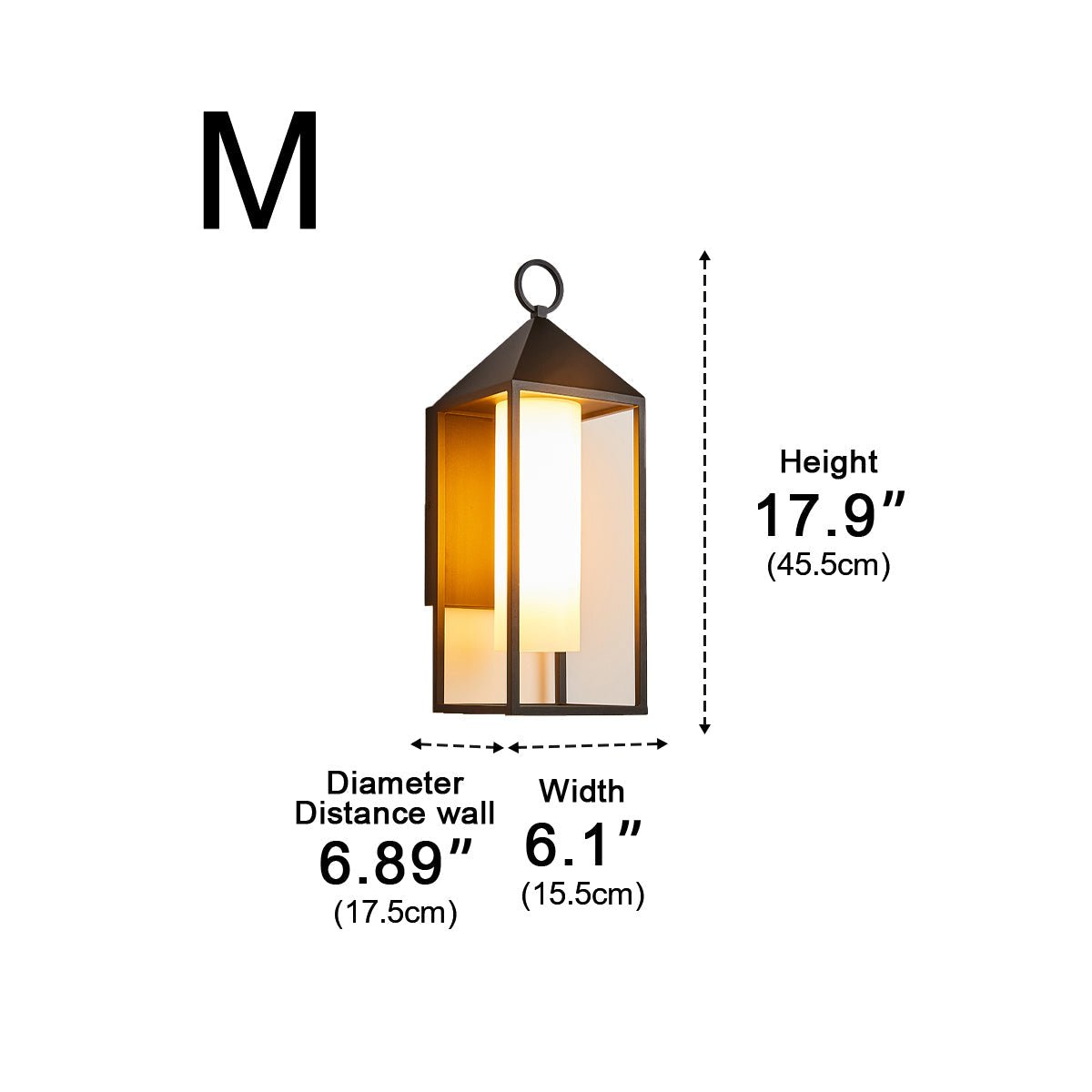 Waterproof Modern Rustic Rectangular Lantern Outdoor LED Porch Wall Lights - Flyachilles