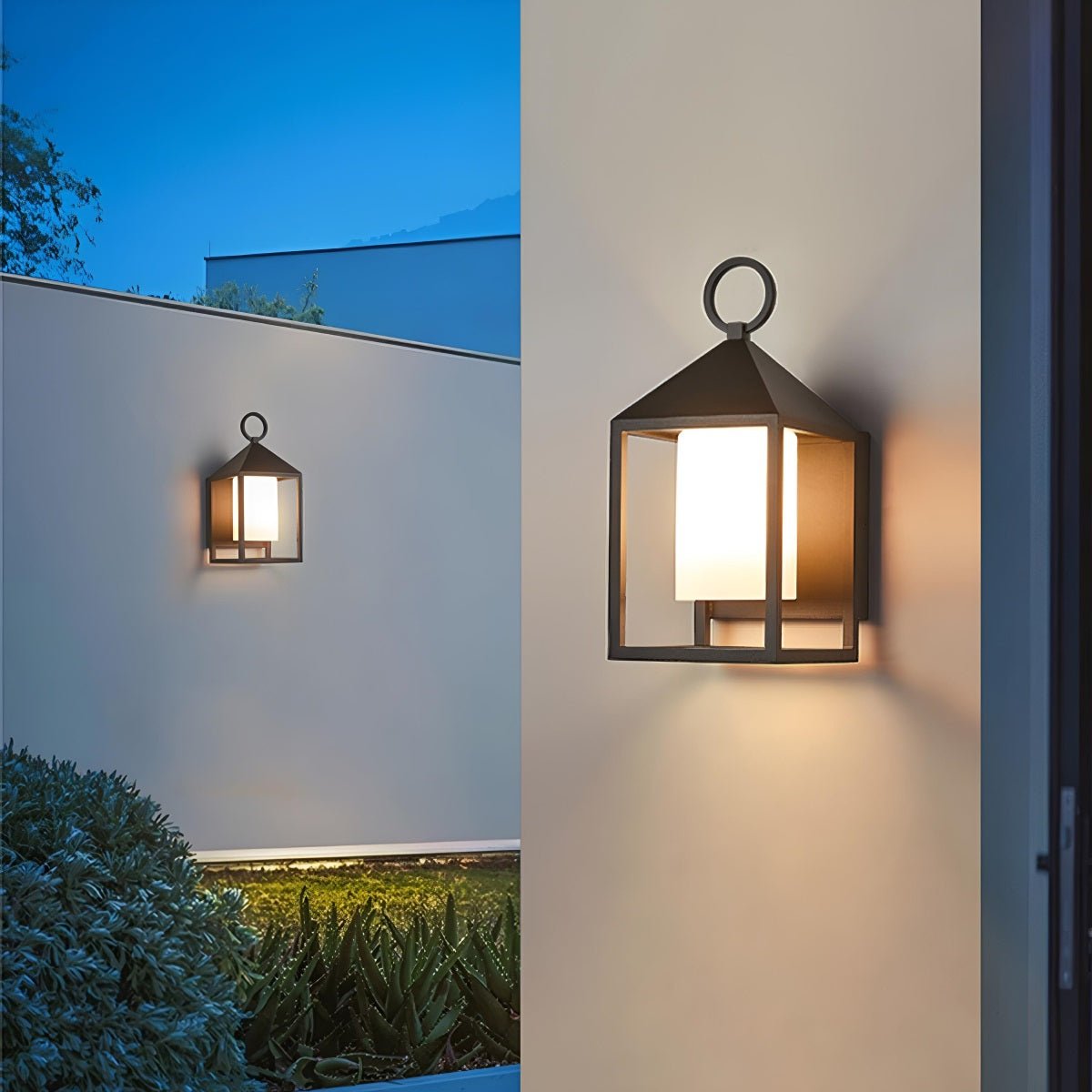 Waterproof Modern Rustic Rectangular Lantern Outdoor LED Porch Wall Lights - Flyachilles