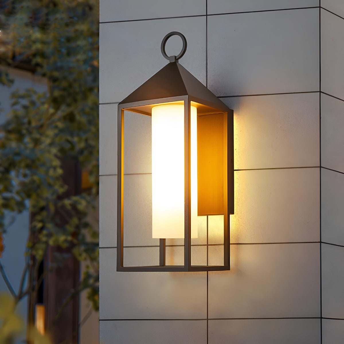 Waterproof Modern Rustic Rectangular Lantern Outdoor LED Porch Wall Lights - Flyachilles