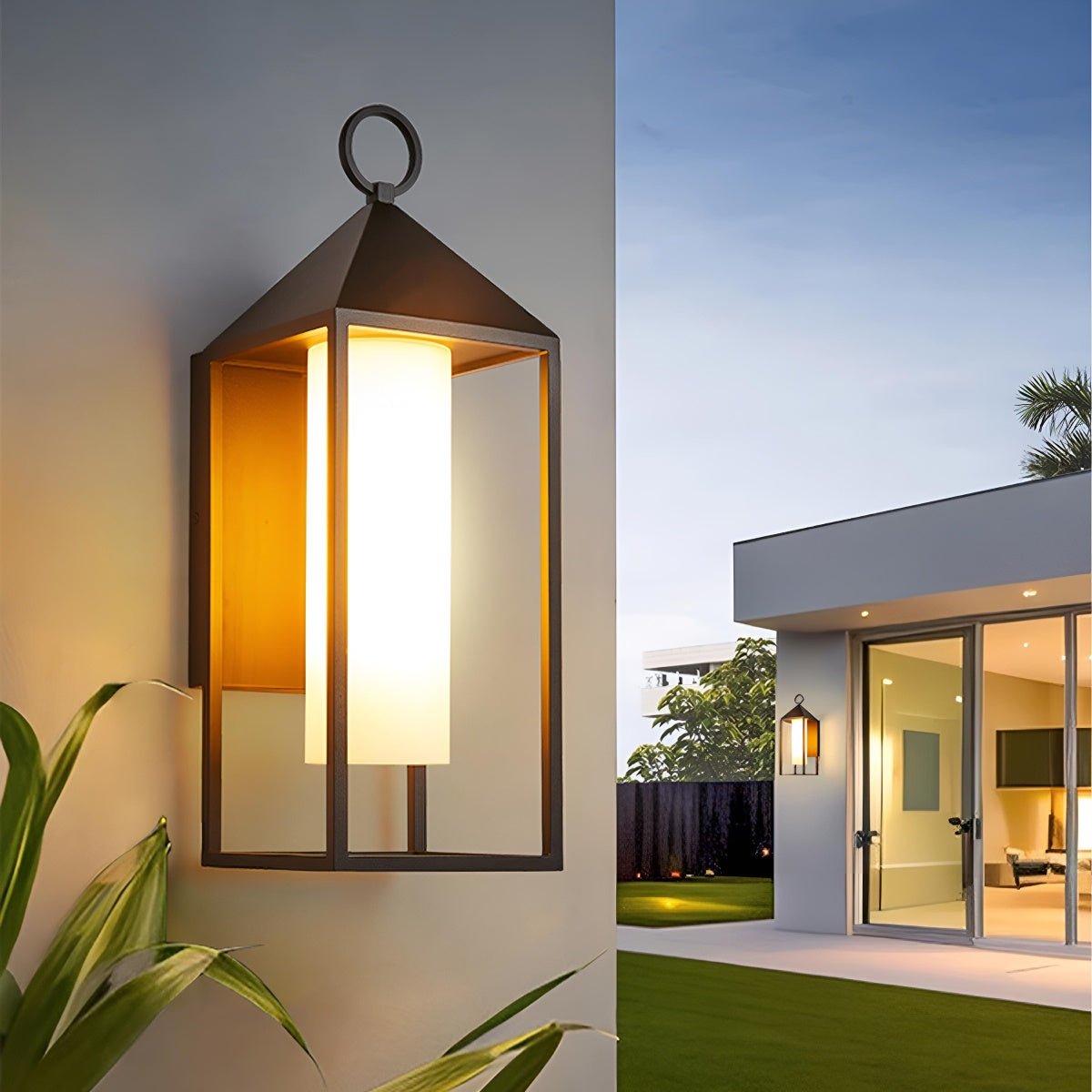 Waterproof Modern Rustic Rectangular Lantern Outdoor LED Porch Wall Lights - Flyachilles