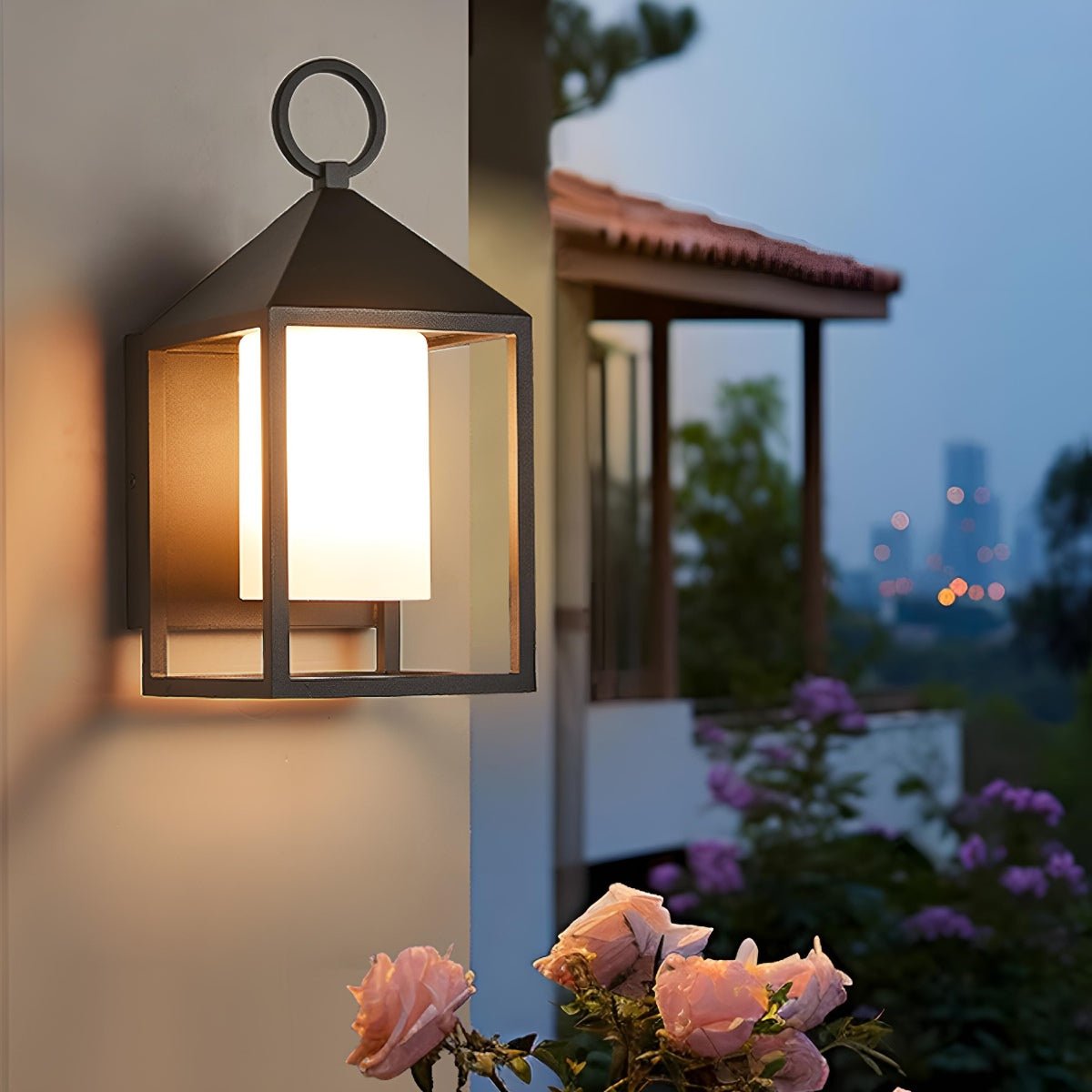 Waterproof Modern Rustic Rectangular Lantern Outdoor LED Porch Wall Lights - Flyachilles