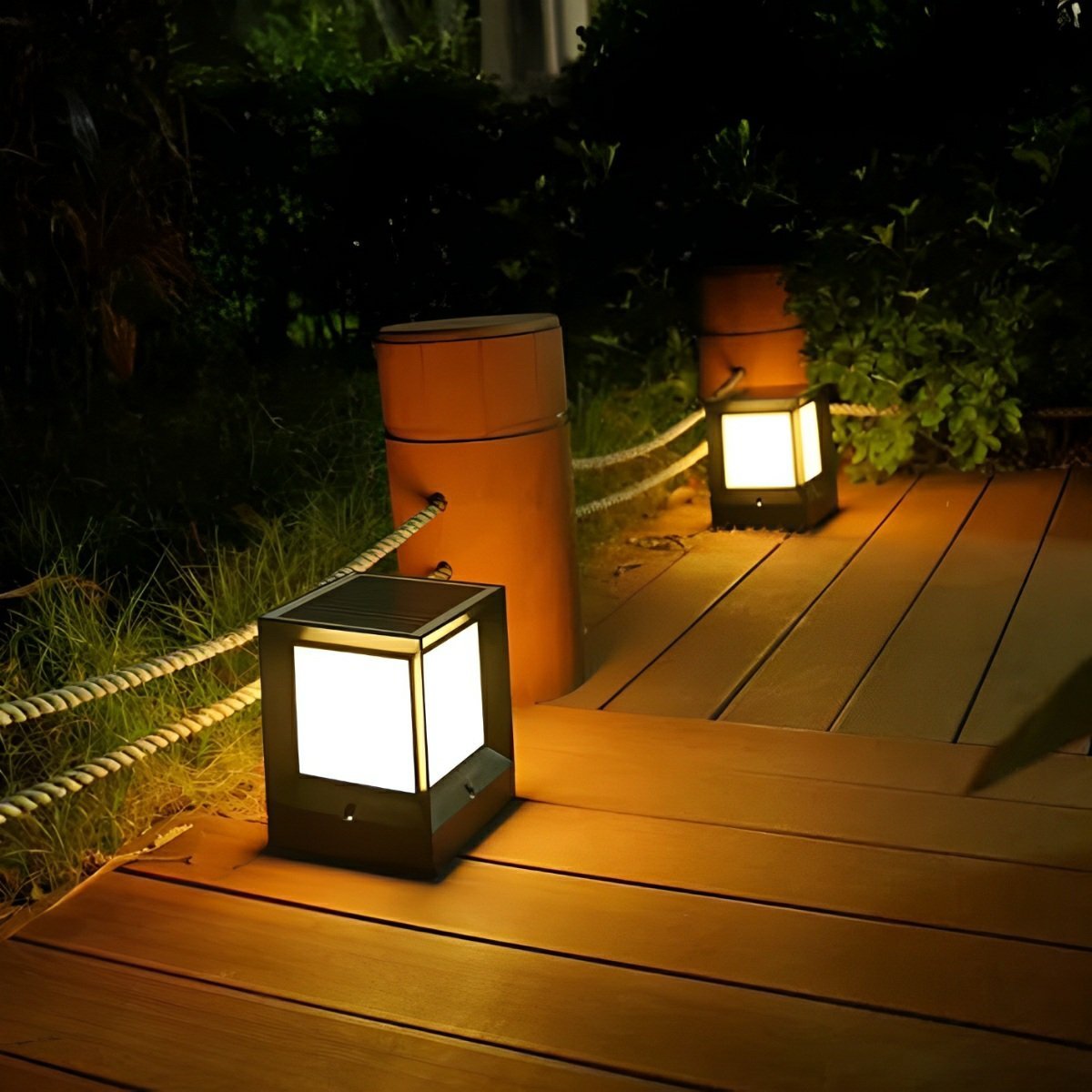 Waterproof Black Cube LED Outdoor Post Cap Lights, Pillar Lights ...