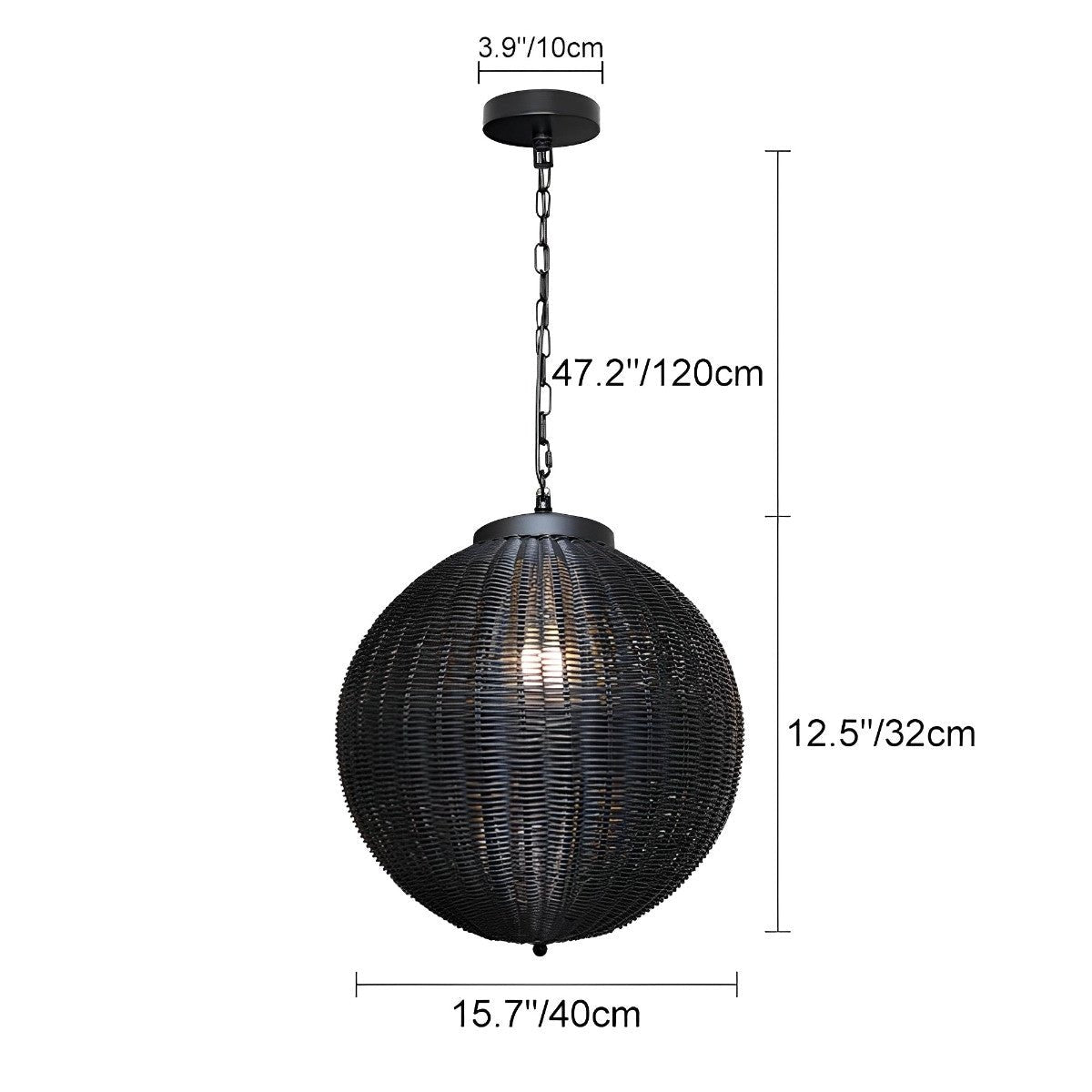 Waterproof Round Rattan Outdoor Lanterns Pendant Lights - Flyachilles