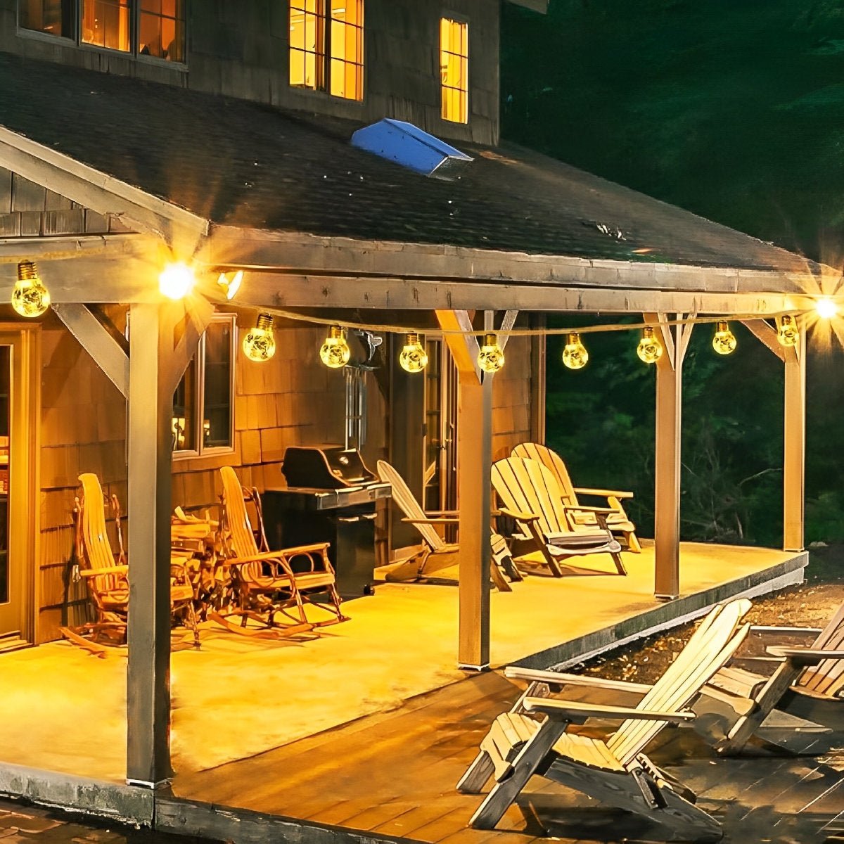 Retro Waterproof Solar 31ft 20 LED Filaments Outdoor String Lights ...