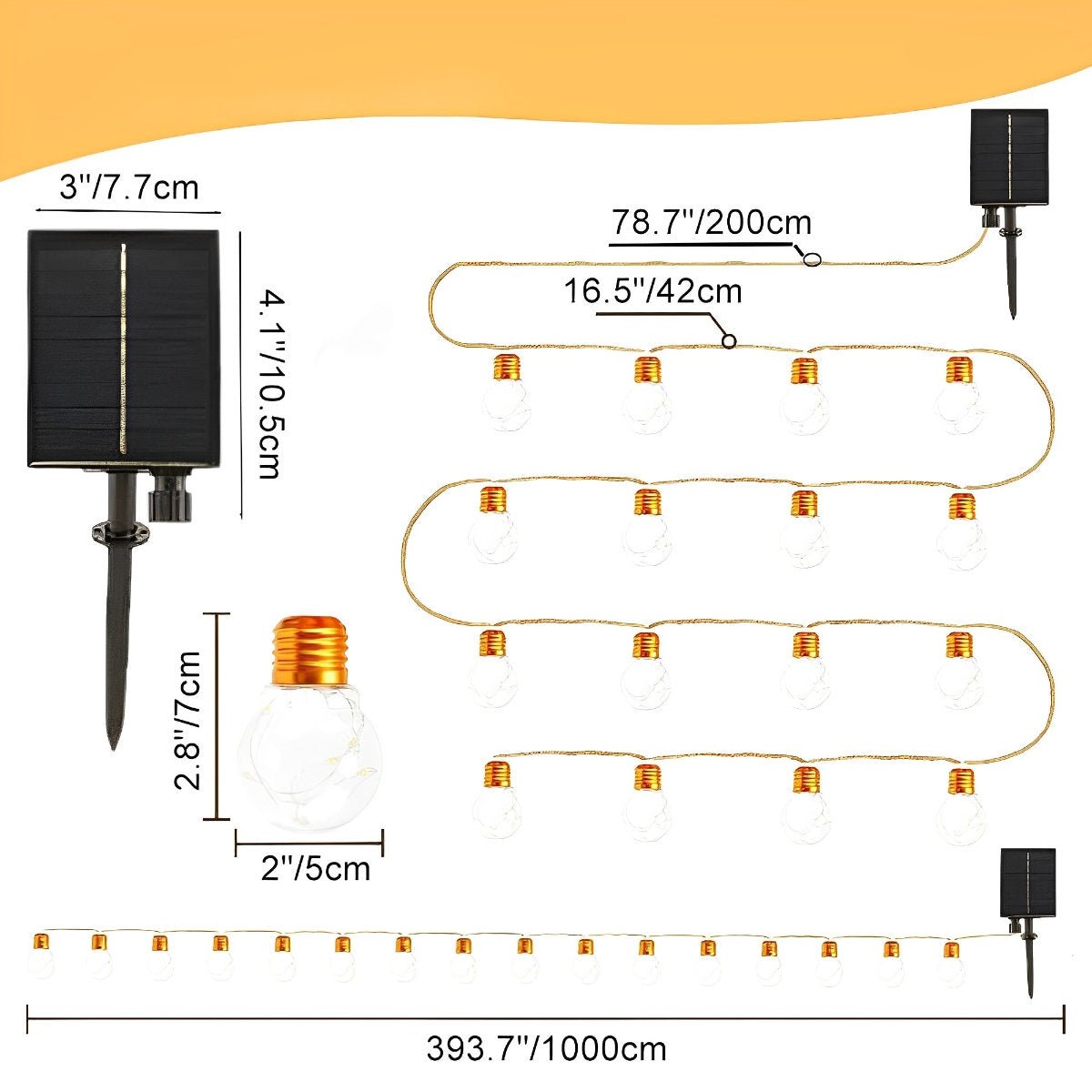 Waterproof Solar 31ft 20 LED Outdoor String Lights - Flyachilles