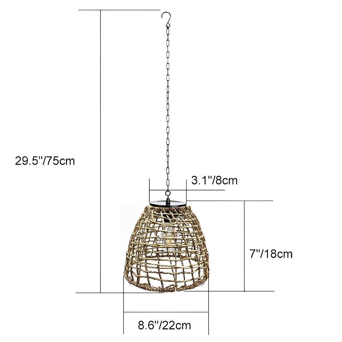 Waterproof Solar Bell Shaped Outdoor Lanterns Pendant Lights - Flyachilles