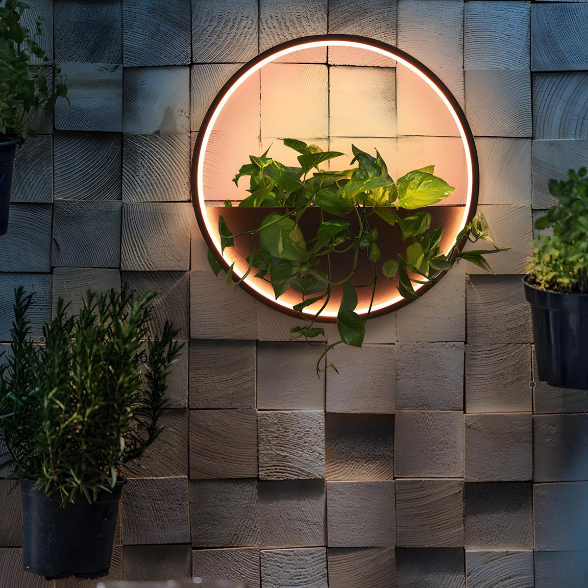 solar light plant pots Waterproof Solar LED Outdoor Wall Light Wall Wall Sconce Plants Pot Multipurpose Nature Friendly For Patio Yard Solar / Round / 15.75 ''L