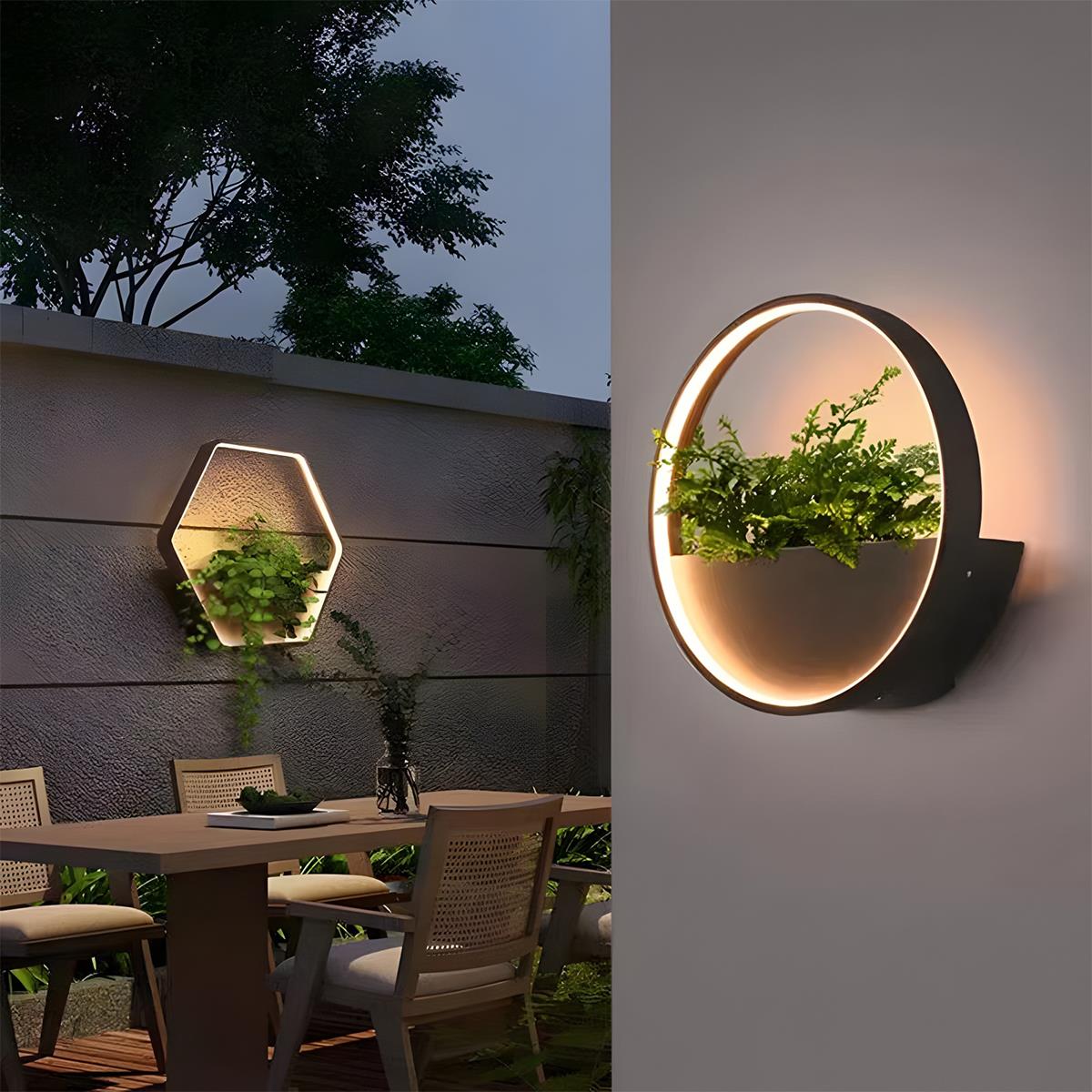 lamp plant pot Waterproof Solar LED Outdoor Wall Light Wall Wall Sconce Plants Pot Multipurpose Nature Friendly For Patio Yard Solar / Round / 31.5 ''L