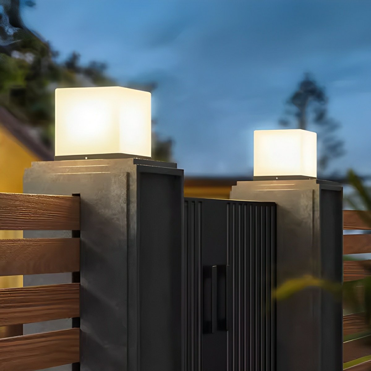 Waterproof Solar Modern Square LED Outdoor Post Lights - Flyachilles