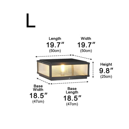 Waterproof Solar Modern Square Outdoor Post Lights Fence Pillar Light Remote - Flyachilles