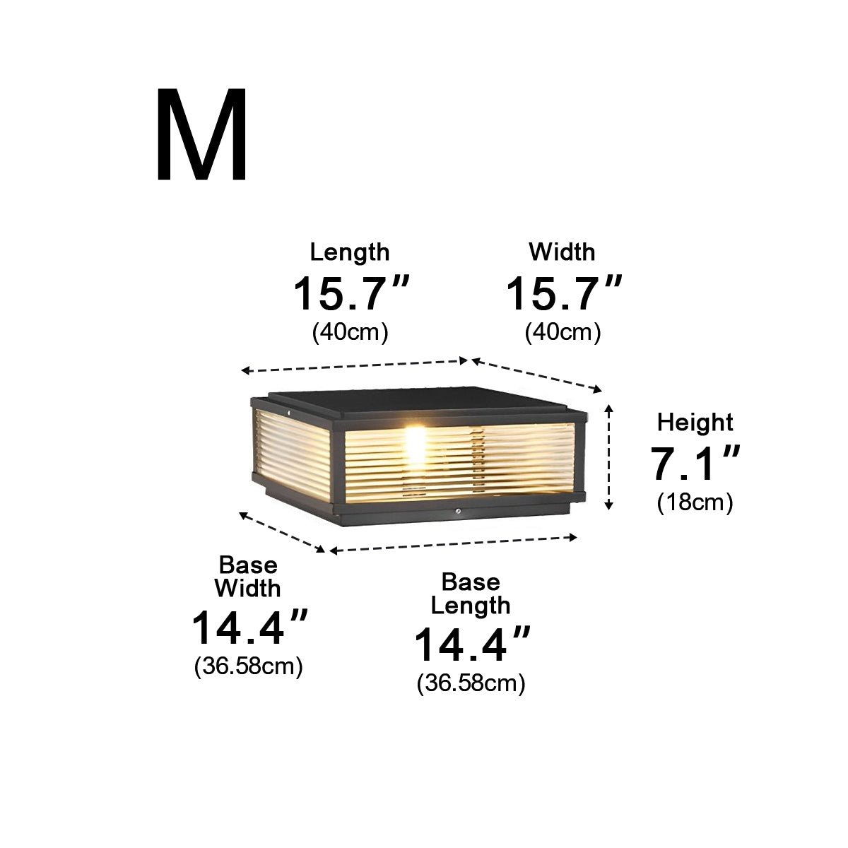 Waterproof Solar Modern Square Outdoor Post Lights Fence Pillar Light Remote - Flyachilles