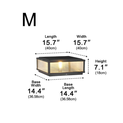 Waterproof Solar Modern Square Outdoor Post Lights Fence Pillar Light Remote - Flyachilles