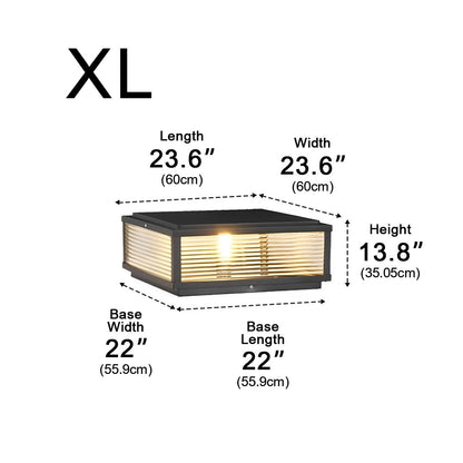 Waterproof Solar Modern Square Outdoor Post Lights Fence Pillar Light Remote - Flyachilles