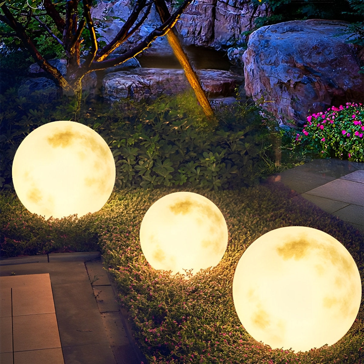 Waterproof Solar Moon Ball Lights Garden Landscape Lights - Flyachilles