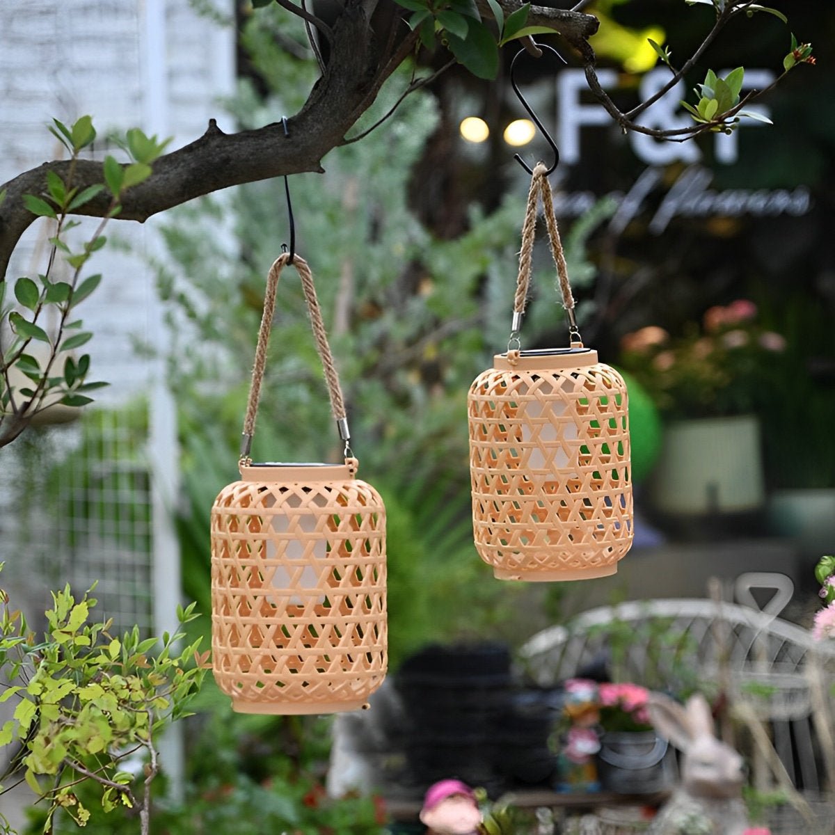 Waterproof Solar Retro Rattan Lanterns Hanging Lights - Flyachilles