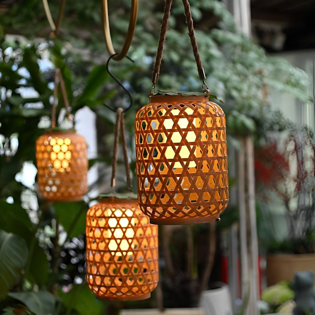 Waterproof Solar Retro Rattan Lanterns Hanging Lights - Flyachilles