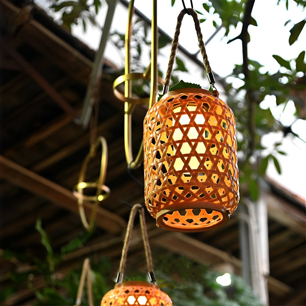 Waterproof Solar Retro Rattan Lanterns Hanging Lights - Flyachilles