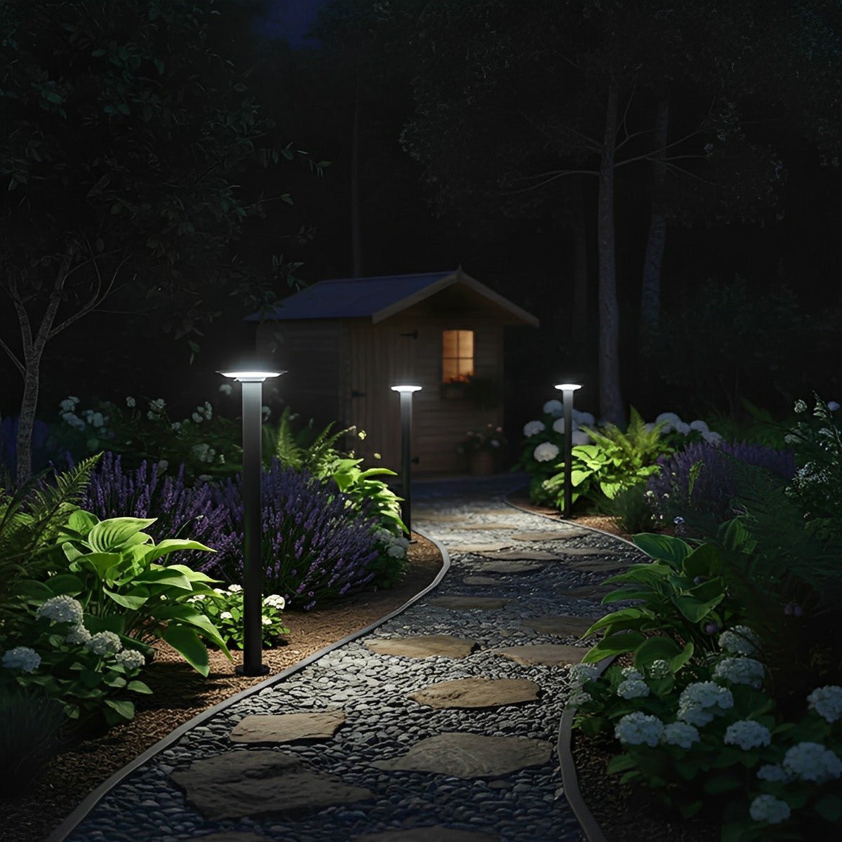 Waterproof Solar Round UFO Shaped LED Path Lights Outdoor Lawn Lights - Flyachilles
