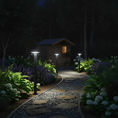 Waterproof Solar Round UFO Shaped LED Path Lights Outdoor Lawn Lights - Flyachilles