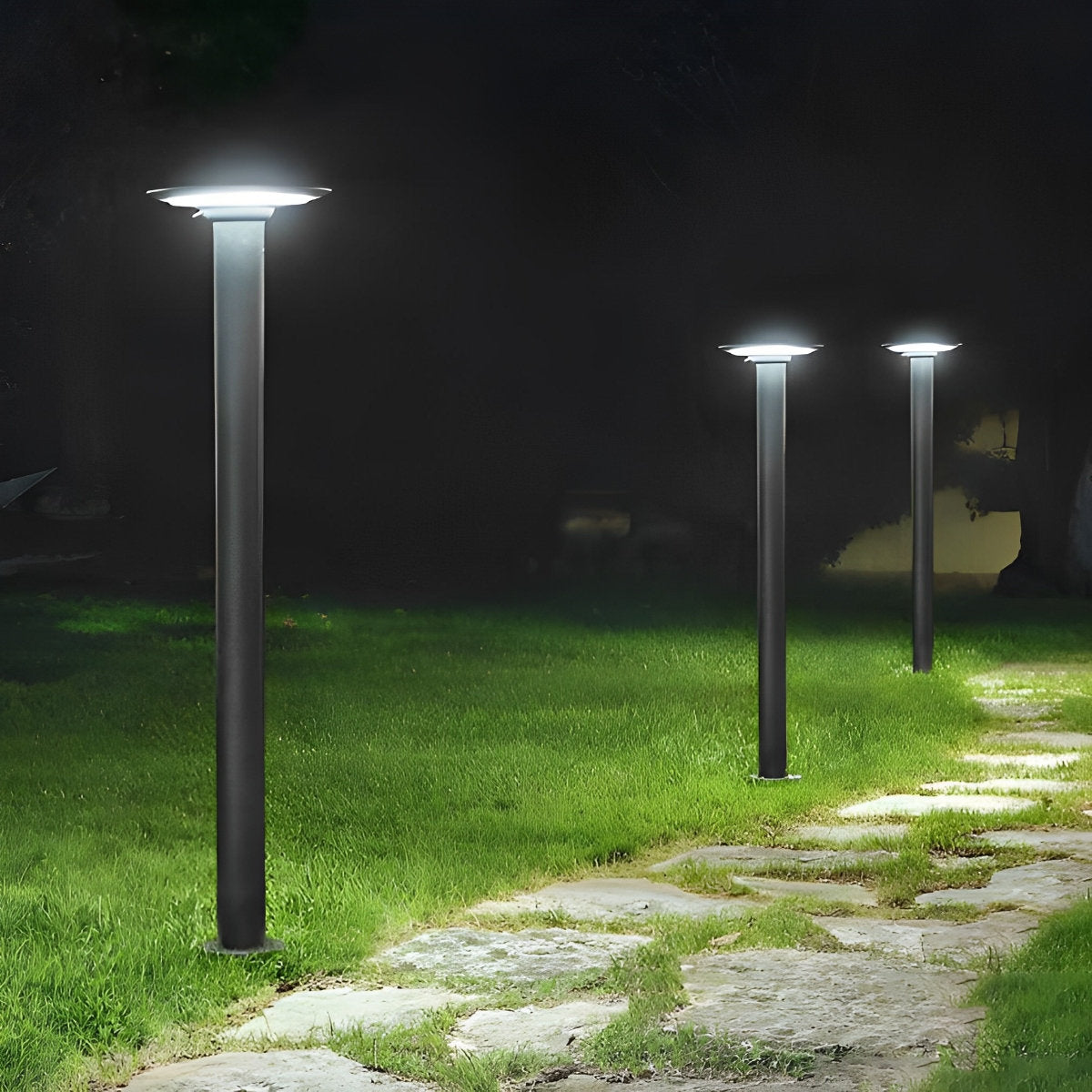 Waterproof Solar Round UFO Shaped LED Path Lights Outdoor Post Lights - Flyachilles
