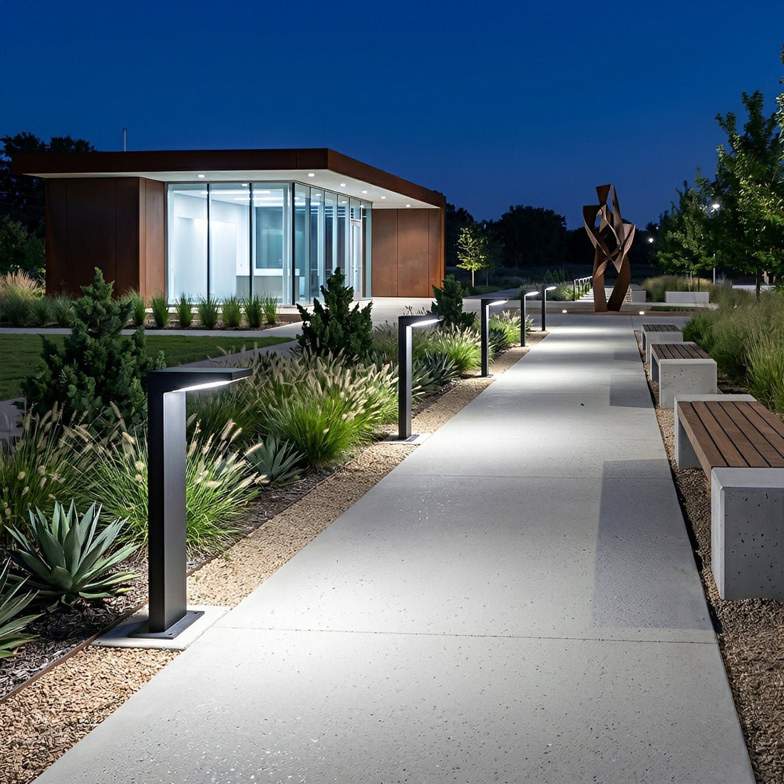 Waterproof Solar Side Standing LED Outdoor Post Lights Pathway Lights - Flyachilles