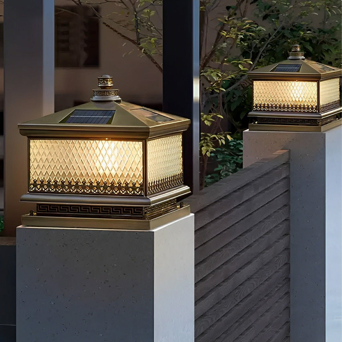 Waterproof Solar Vintage Copper Tower LED Outdoor Post Lights - Flyachilles