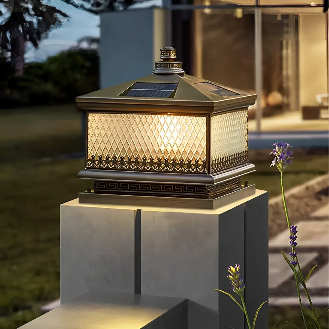 Waterproof Solar Vintage Copper Tower LED Outdoor Post Lights - Flyachilles