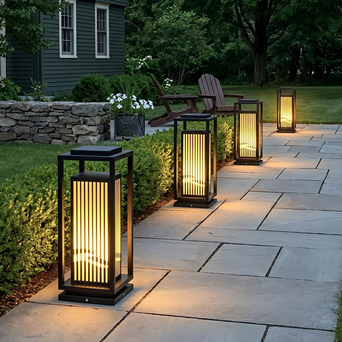 Waterproof Striped LED Black Modern Post Cap Light - Flyachilles