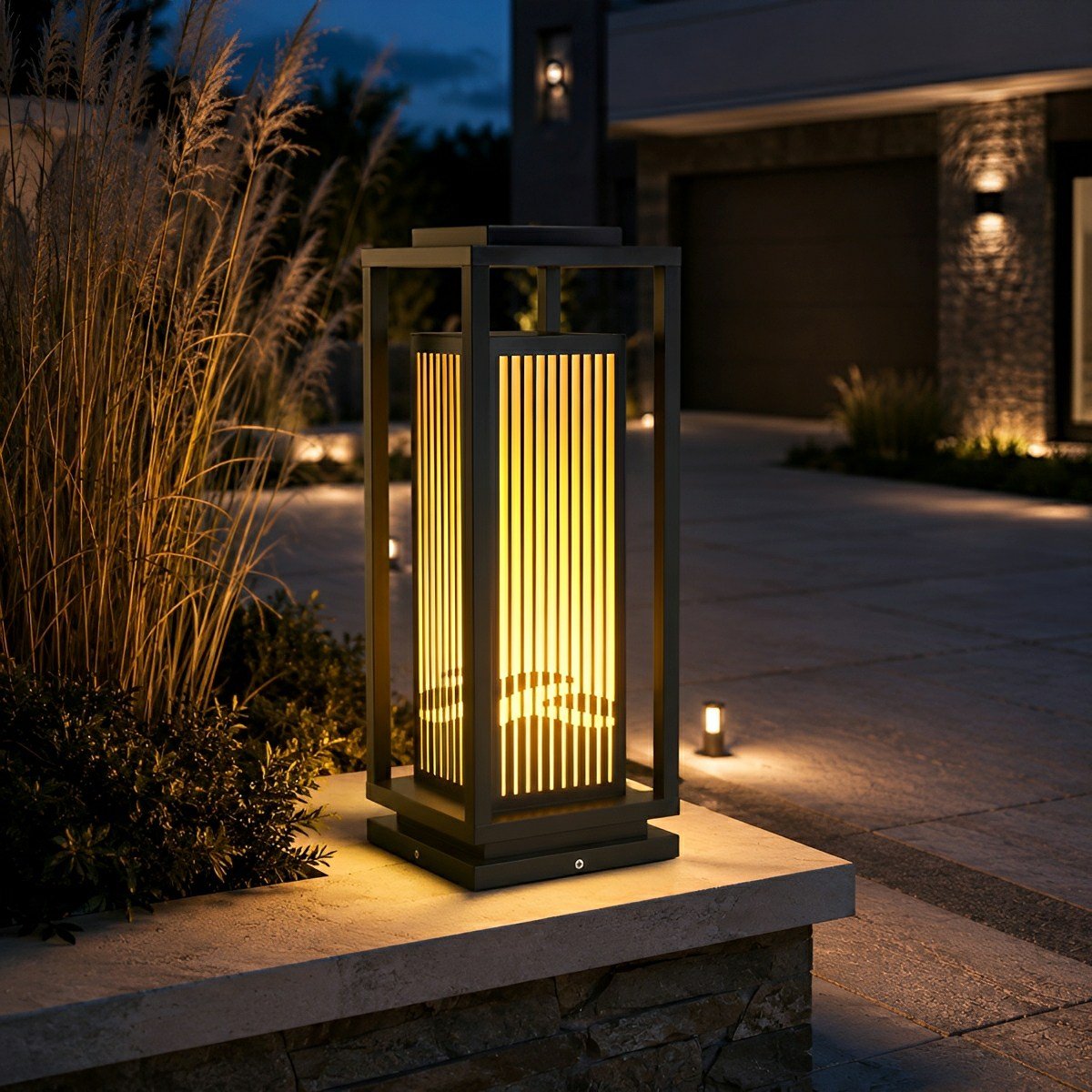 Waterproof Striped LED Black Modern Post Cap Light - Flyachilles