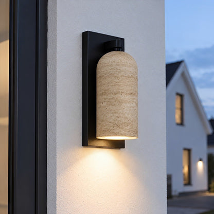 Waterproof Vintage Coastal Cylinder Stone LED Outdoor Wall Light - Flyachilles
