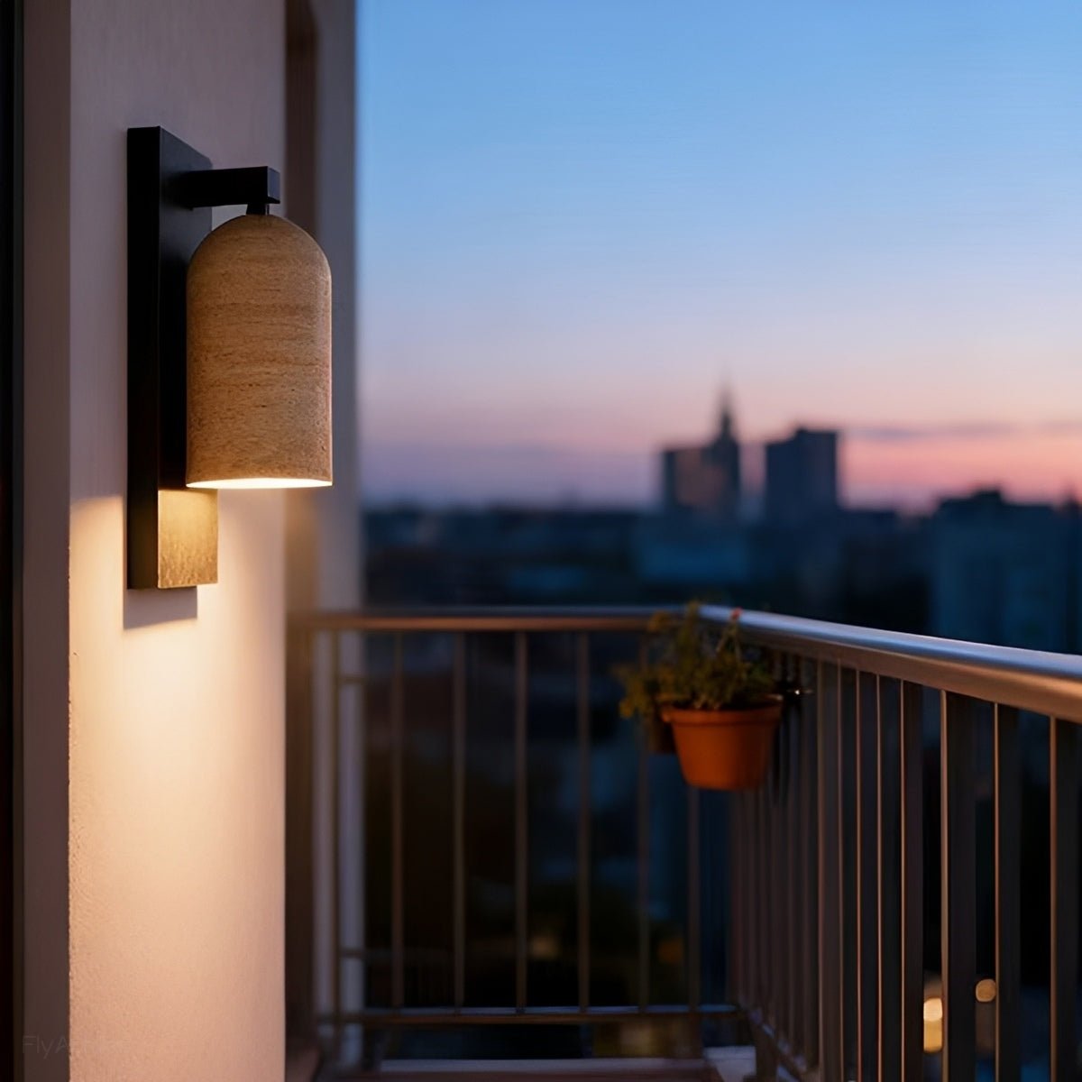 Waterproof Vintage Coastal Cylinder Stone LED Outdoor Wall Light - Flyachilles