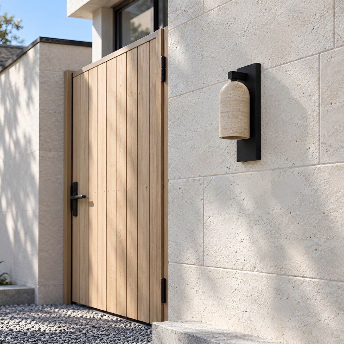Waterproof Vintage Coastal Cylinder Stone LED Outdoor Wall Light - Flyachilles