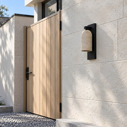 Waterproof Vintage Coastal Cylinder Stone LED Outdoor Wall Light - Flyachilles
