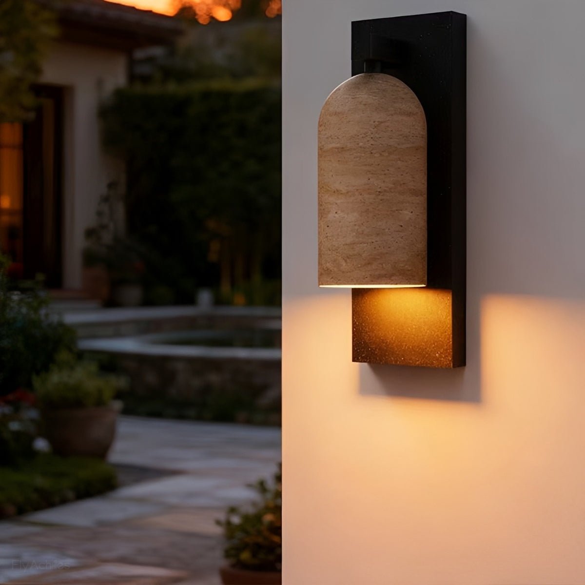 Waterproof Vintage Coastal Cylinder Stone LED Outdoor Wall Light - Flyachilles