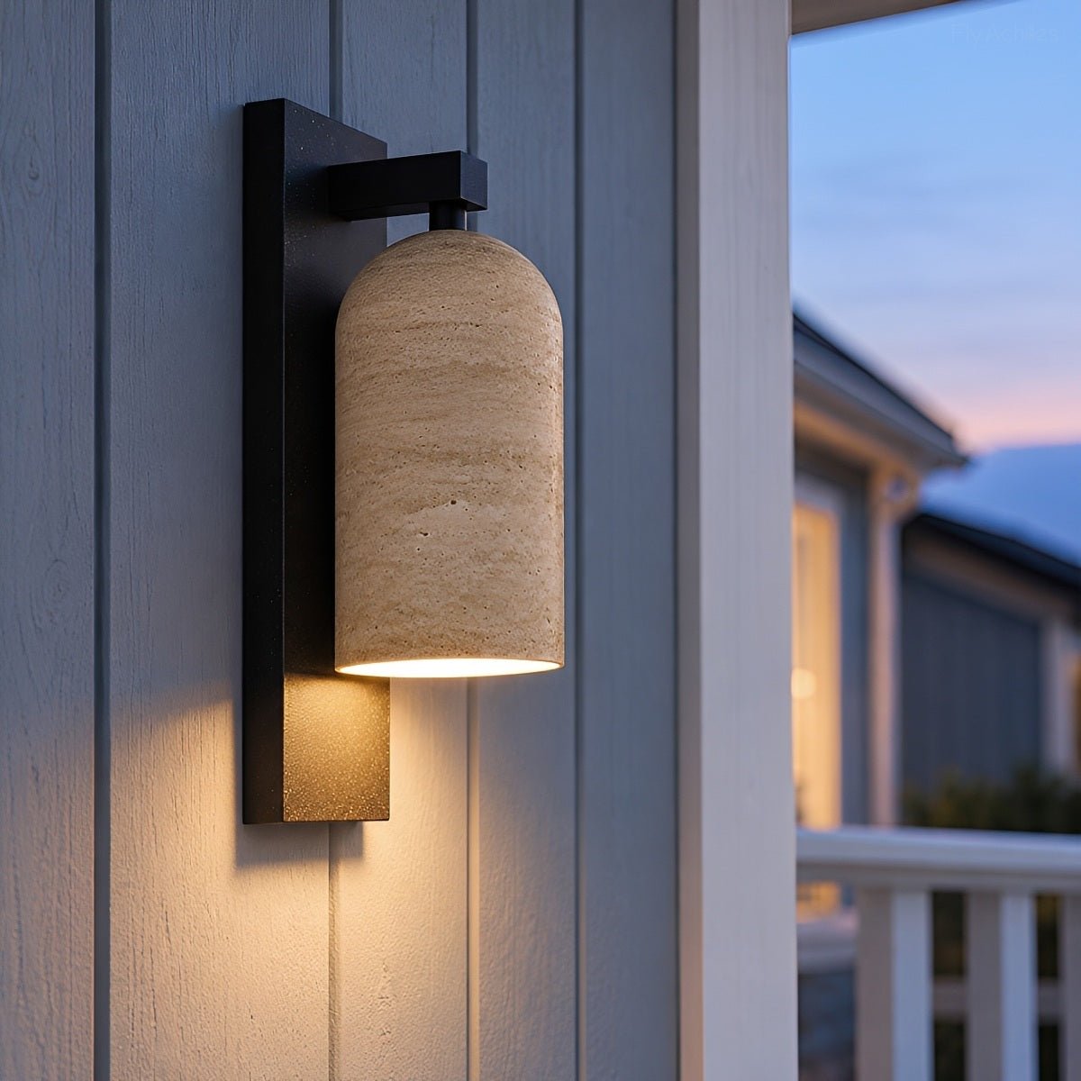 Waterproof Vintage Coastal Cylinder Stone LED Outdoor Wall Light - Flyachilles