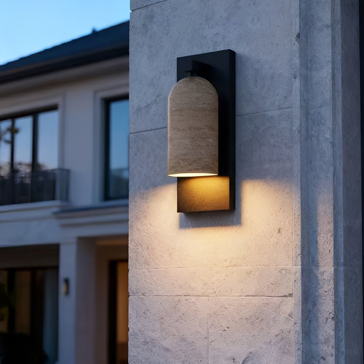 Waterproof Vintage Coastal Cylinder Stone LED Outdoor Wall Light - Flyachilles