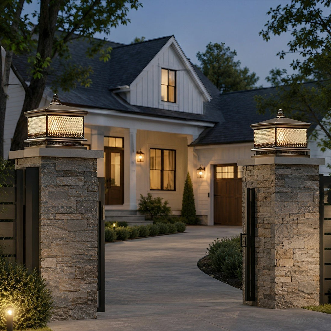 Waterproof Vintage Copper Tower LED Outdoor Post Lights - Flyachilles
