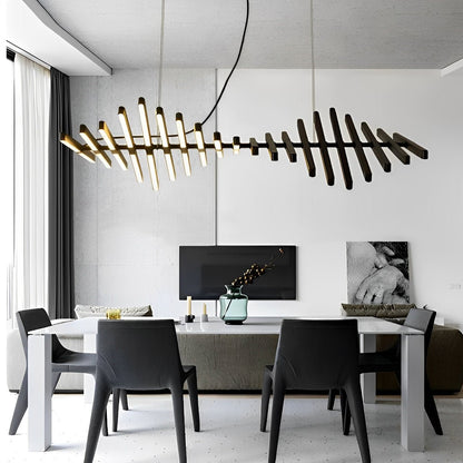 Waves Fishbone Fish Skeleton Strip Stepless Dimming LED Nordic Chandelier Pendant Light - Flyachilles