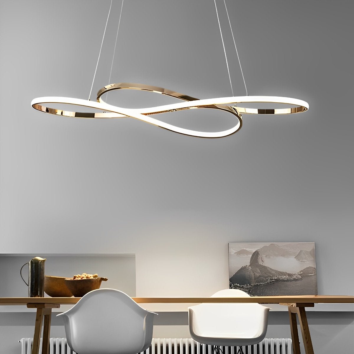 Wavy Double 8 - shaped LED Stepless Dimming Modern Minimalist Chandelier - Flyachilles