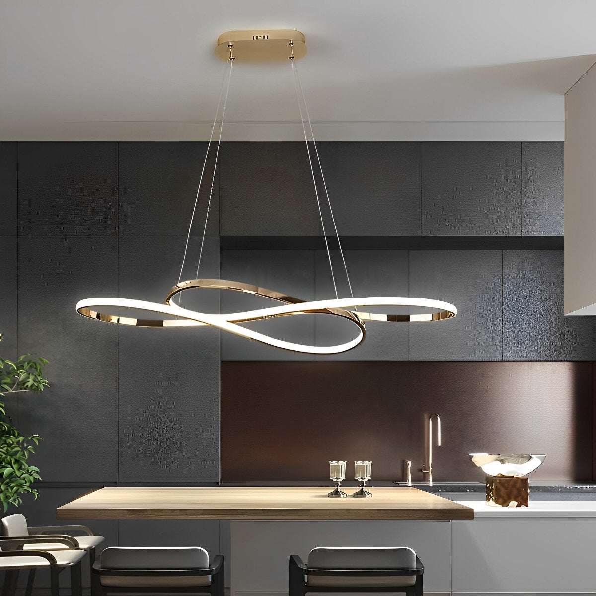 Wavy Double 8 - shaped LED Stepless Dimming Modern Minimalist Chandelier - Flyachilles