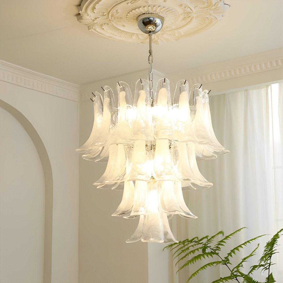 White Luxury Glass Feather Chandelier Light - Flyachilles