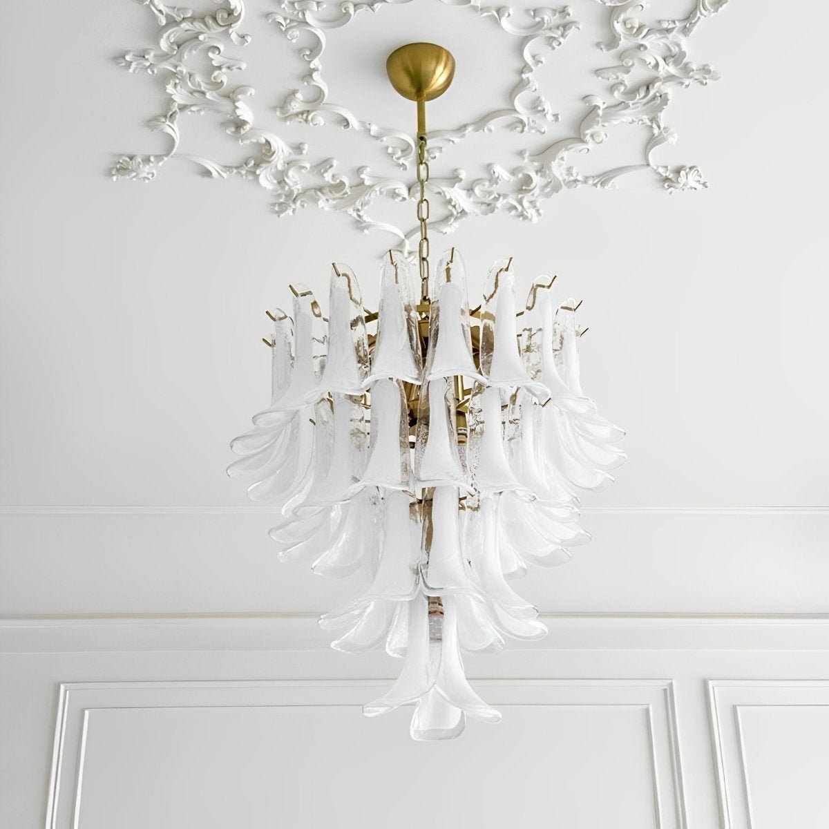 White Luxury Glass Feather Chandelier Light - Flyachilles