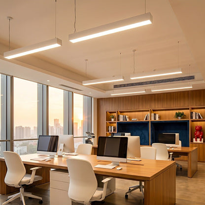 White Rectangle Strip LED Modern Recessed Hanging Linear Light - Flyachilles