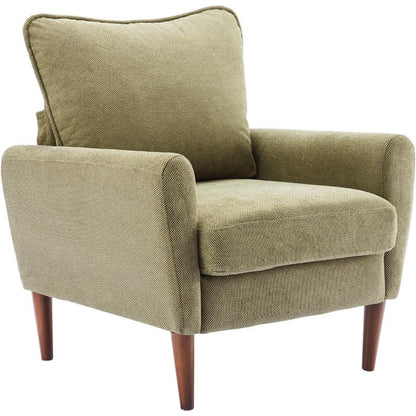 Wide Reading Chair – Cushioned Seat, Wood Legs, Modern - Flyachilles