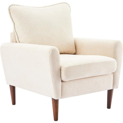 Wide Reading Chair – Cushioned Seat, Wood Legs, Modern - Flyachilles
